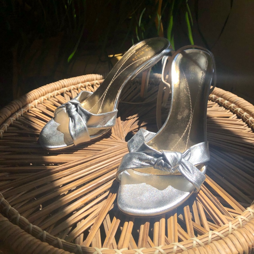Kate Spade silver leather heels